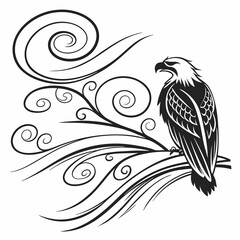 Desert Wind vector silhouette black design white background