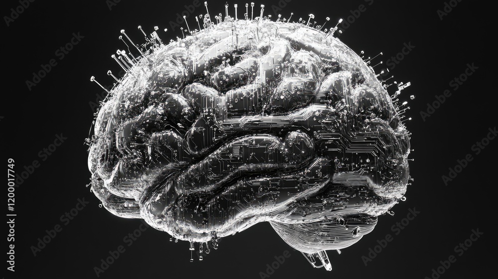 Poster A Transparent Circuit Brain Rendered In Gray Scale