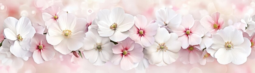 Fototapeta premium Exquisite white flowers wallpaper, elegant floral design for sophisticated interiors