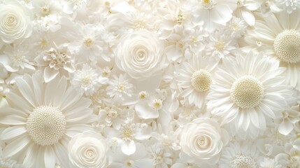 Exquisite white flower wallpaper, stunning floral design for elegant and sophisticated interiors