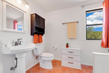 an interior view of a home bathroom