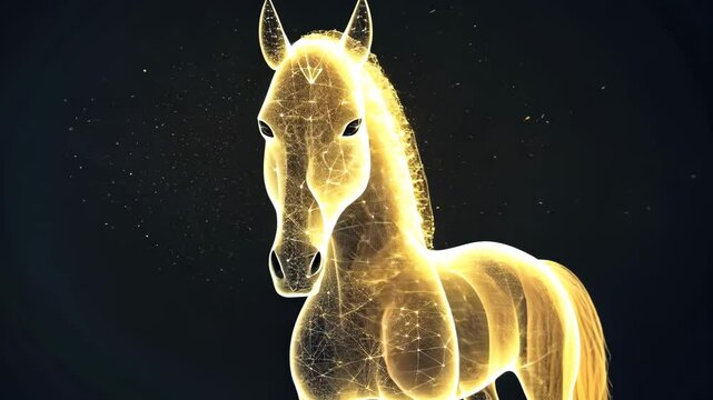 horse animal digital low poly wireframe light ai generated video concept