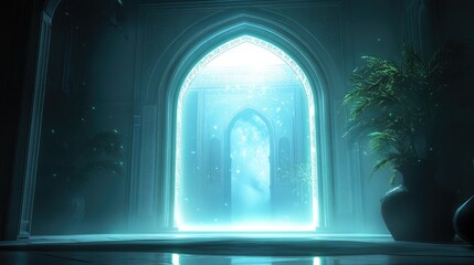 Glowing Portal in an Ornate Architectural Setting