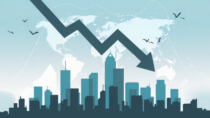 Coronavirus COVID-19 Economy Impact to World Global Financial Crisis, Recession and Great Economic Depression & Company Corporation Graph Stats Illustration. Can be Used for Web, Infographic & print