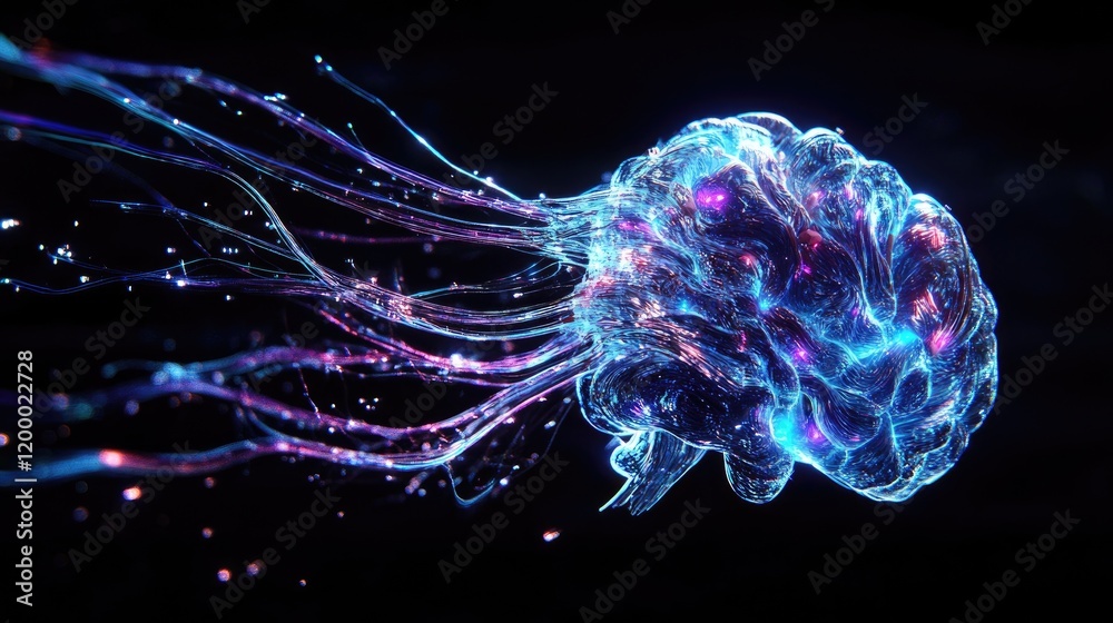 Poster Abstract Brain Neural Network Connections Flowing