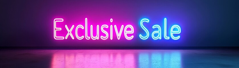 Vibrant neon sign depicting an exclusive sale, ideal for promotional materials and marketing campaigns.