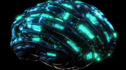 Futuristic Biomechanical Orb Glowing Brightly