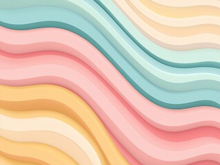 Obraz premium A soft, wavy pattern in pastel colors of pink, yellow, and blue creates a calming and modern aesthetic.