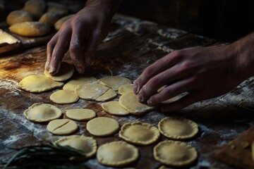 A person cooking on a table