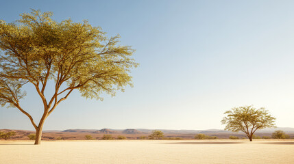 Obraz premium Serenity of a Desert Landscape Under Clear Skies