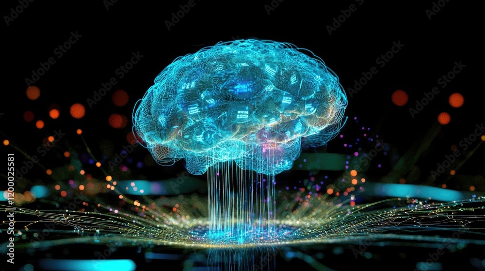 Poster Digital Brain Neural Network Data Processing System