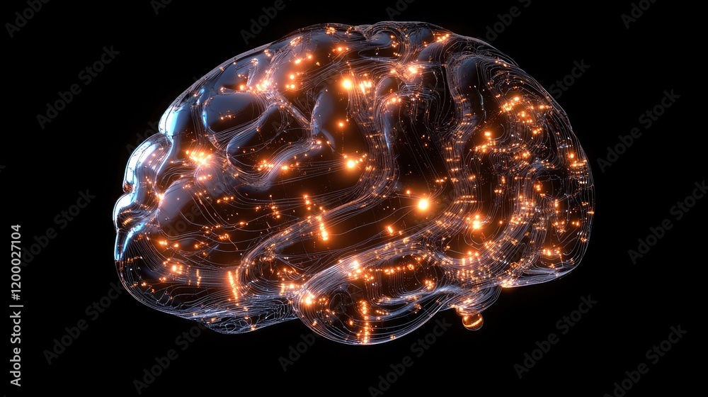 Poster Illuminated Neural Network Brain Structure Representation