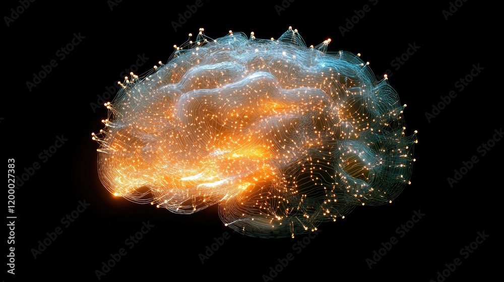 Poster Illuminated Neural Network Brain Structure Visualization