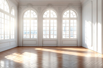Fototapeta premium Parisian Elegance A Bright and Airy Renovated Room with Classic Charm