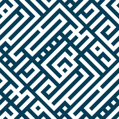 Seamless Pattern kufic square arabic calligraphy of a verse four from chapter As-Syams from the Quran. Simple modern background texture. Repeat geo design
