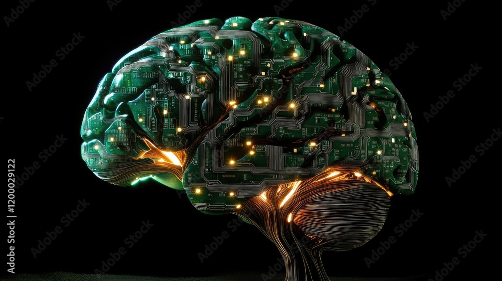 Poster A Circuit Board Brain Artificial Intelligence Concept