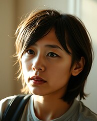 Portrait of a Confident Person, expressing determination and professionalism in a neutral background