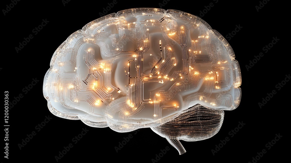 Aufkleber Illuminated Brain Circuitry Representing Neural Pathways