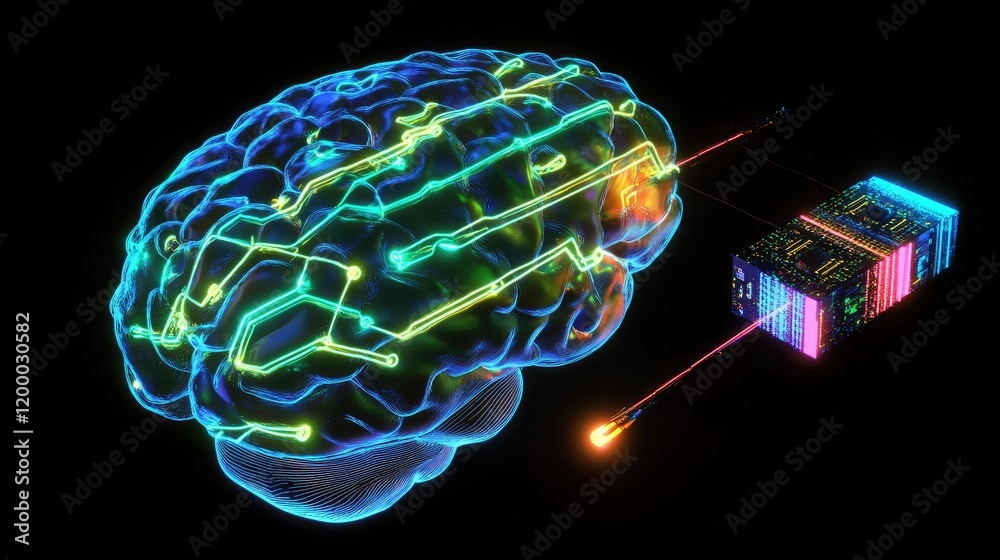 Poster A digital brain connected to a data cube
