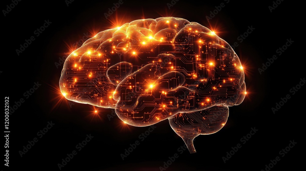 Poster Illuminated Circuitry Brain Neural Network Design