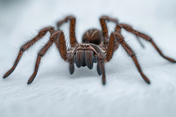 Close-up shot of a spider sitting on a white surface, great for illustrating articles about insects or arachnids