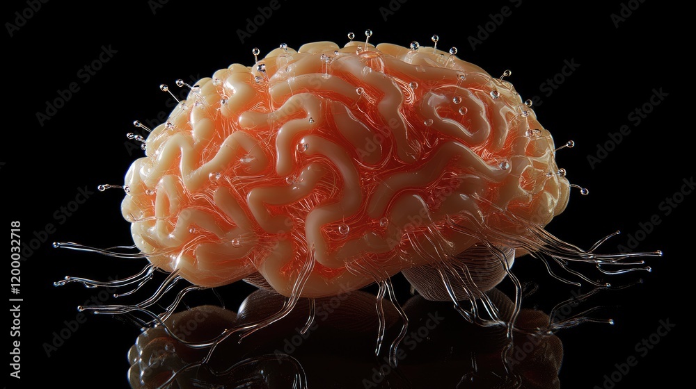 Poster Glass Brain Artistic Render Showing Neural Connections