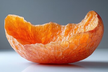 A single peeled orange on a table, ready for use or display