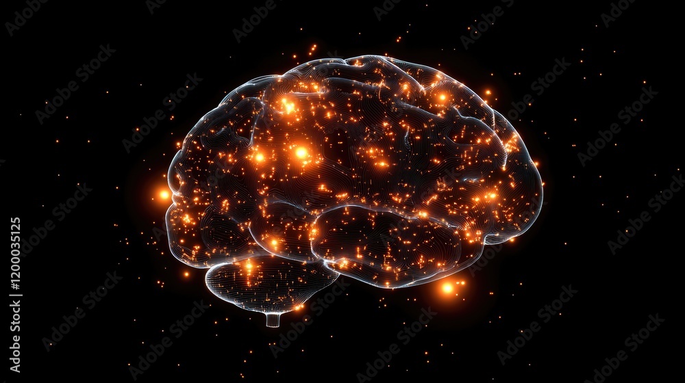 Poster Illuminated Brain Neural Network Structure Visualization