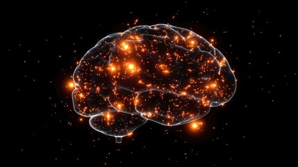 Illuminated Brain Neural Network Structure Visualization