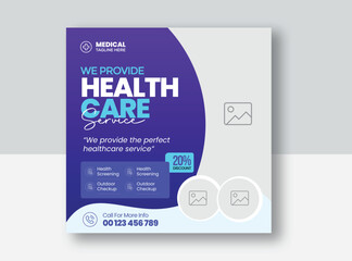 Medical Social Media Post Template | Editable Healthcare Social Media Banner Template