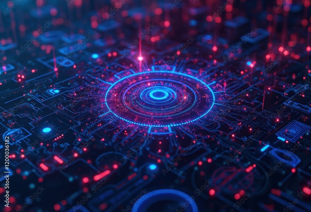 Aufkleber circuit board with holographic lines and layers