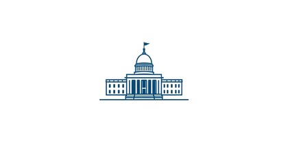 US Capitol Building Minimalist Line Art Illustration