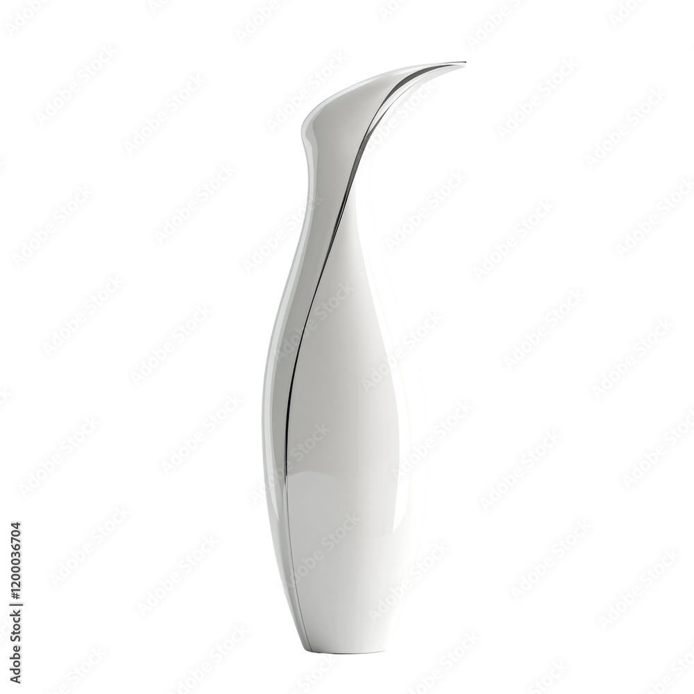 Poster a sleek white vase with silver detailing stands against a plain white background showcasing its mode