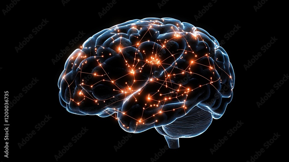 Poster Illuminated Brain Neural Network Connections Displayed