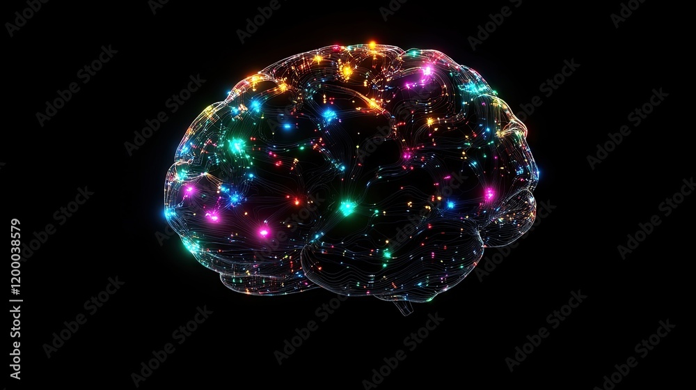 Poster Illuminated Brain Network Representing Complex Neural Connections