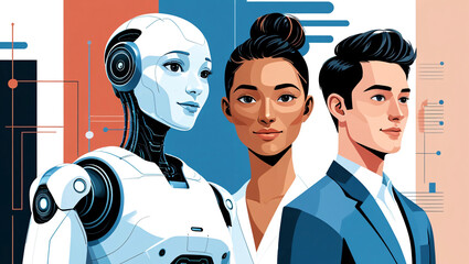 Artificial intelligence technology integrated in business. Futuristic technology or machine learning concept illustration.