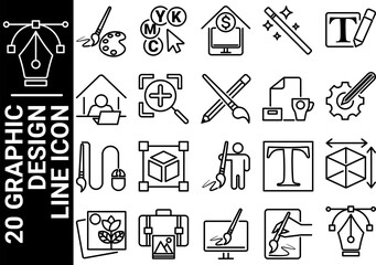 graphic design line icon, black and white