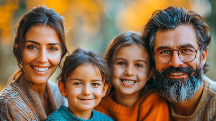 Obraz premium Joyful Family Portrait. Smiling Faces of a Happy Family