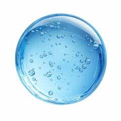 circular gel texture. Blue serum toner drop isolated on transparent background. Generative Ai.
