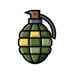 Green hand grenade vector illustration, symbol of warfare and danger, for military designs