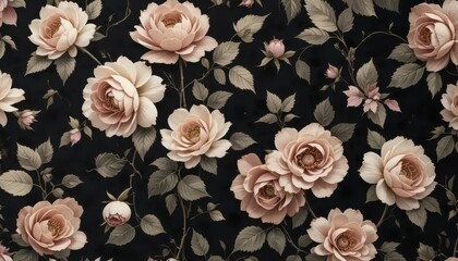 Beautiful pink rose blossoms floral pattern for wallpaper