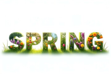 Vibrant Spring Flowers in Green Grass, Symbolizing Renewal and Growth