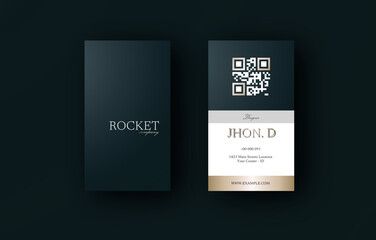 Premium vertical business card template with qr code