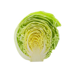 Half of fresh green cabbage isolated on white background  