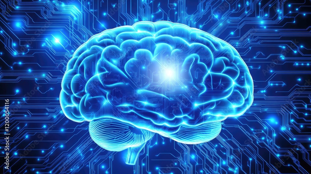 Poster digital brain circuitry represents technological advancement