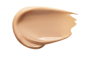 Makeup Liquid foundation stroke isolated on white background. Cosmetic product brush swatch