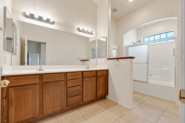 an interior view of a home bathroom