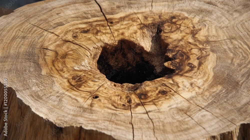 Poster cross section of a tree trunk showing knots and grain