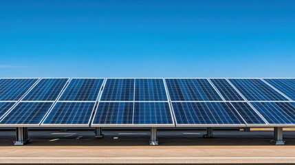 Solar Energy Panels Installed on Rooftop Under Clear Blue Sky for Renewable Energy Solutions