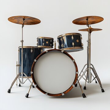 Highly Detailed Minimalist Drumset Positioned Against Pure White Background